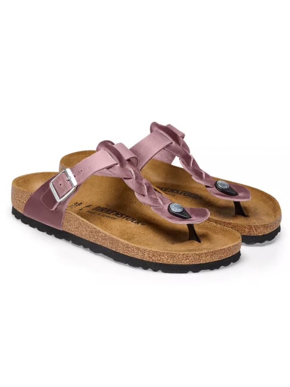 Birkenstock Gizeh Braided Oiled Leather Sandals in Lavender Size 38 NEW - Picture 2 of 10